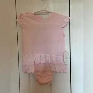 Lyda Baby Girls Onesie Pink Checkered Size 12-18 Months NWT